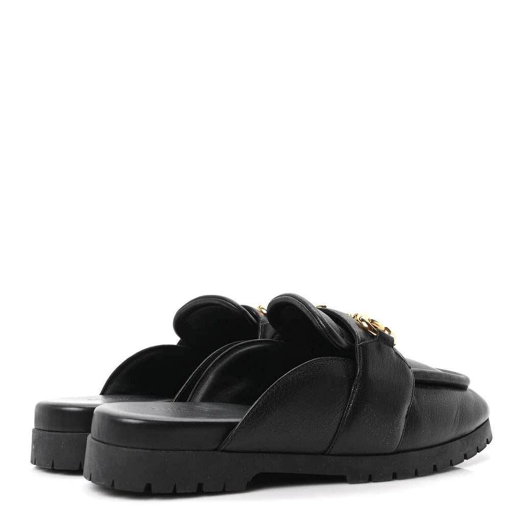 Gucci Goatskin Auroville Horsebit Mules 39.5 Black