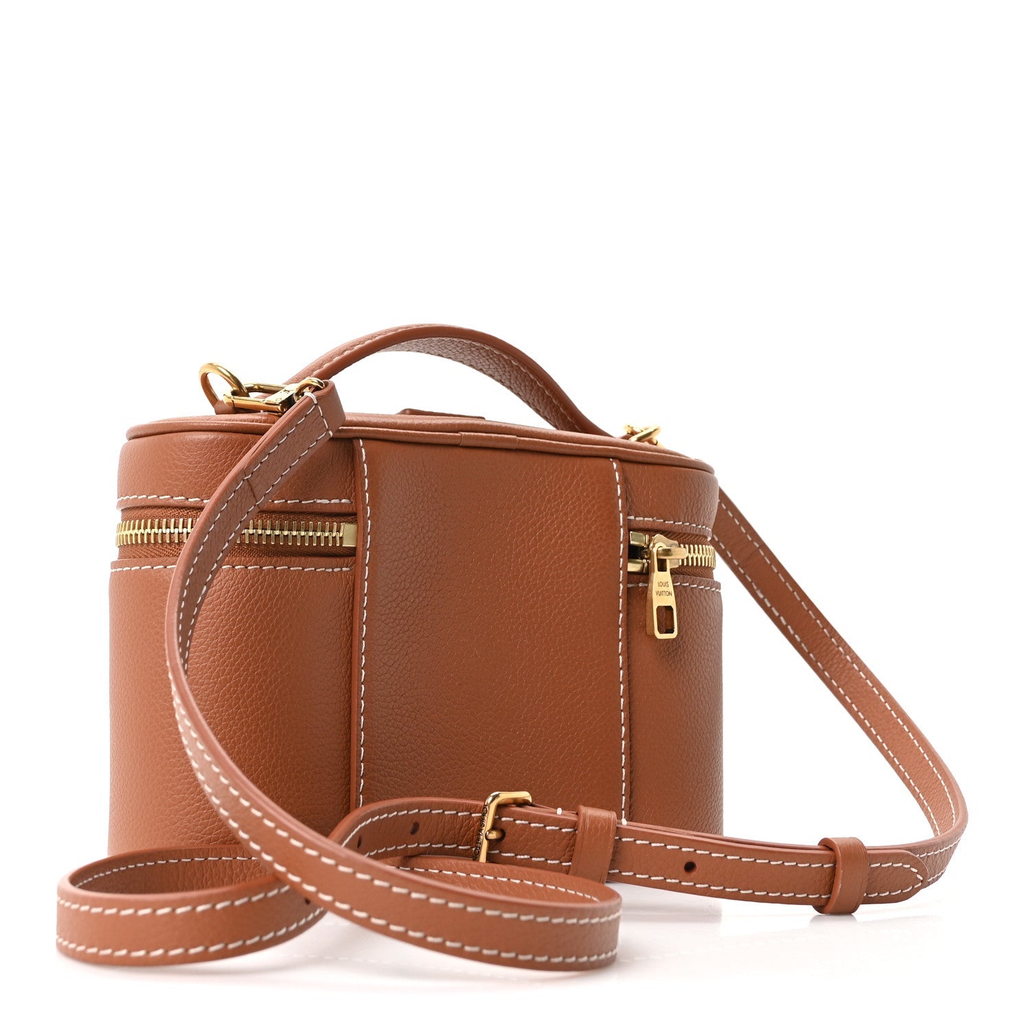Louis Vuitton Grained Calfskin Low Key Vanity Pouch Cognac