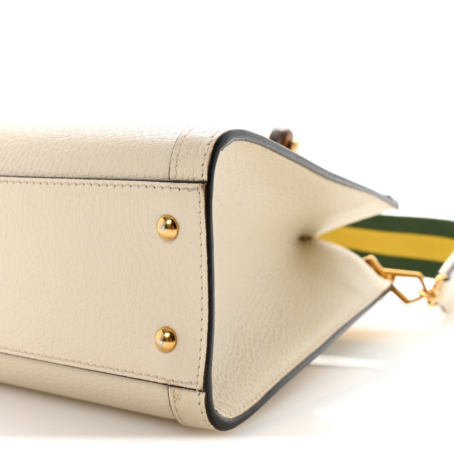 Gucci Textured Dollar Calfskin Web Small Diana Tote Bag Mystic White