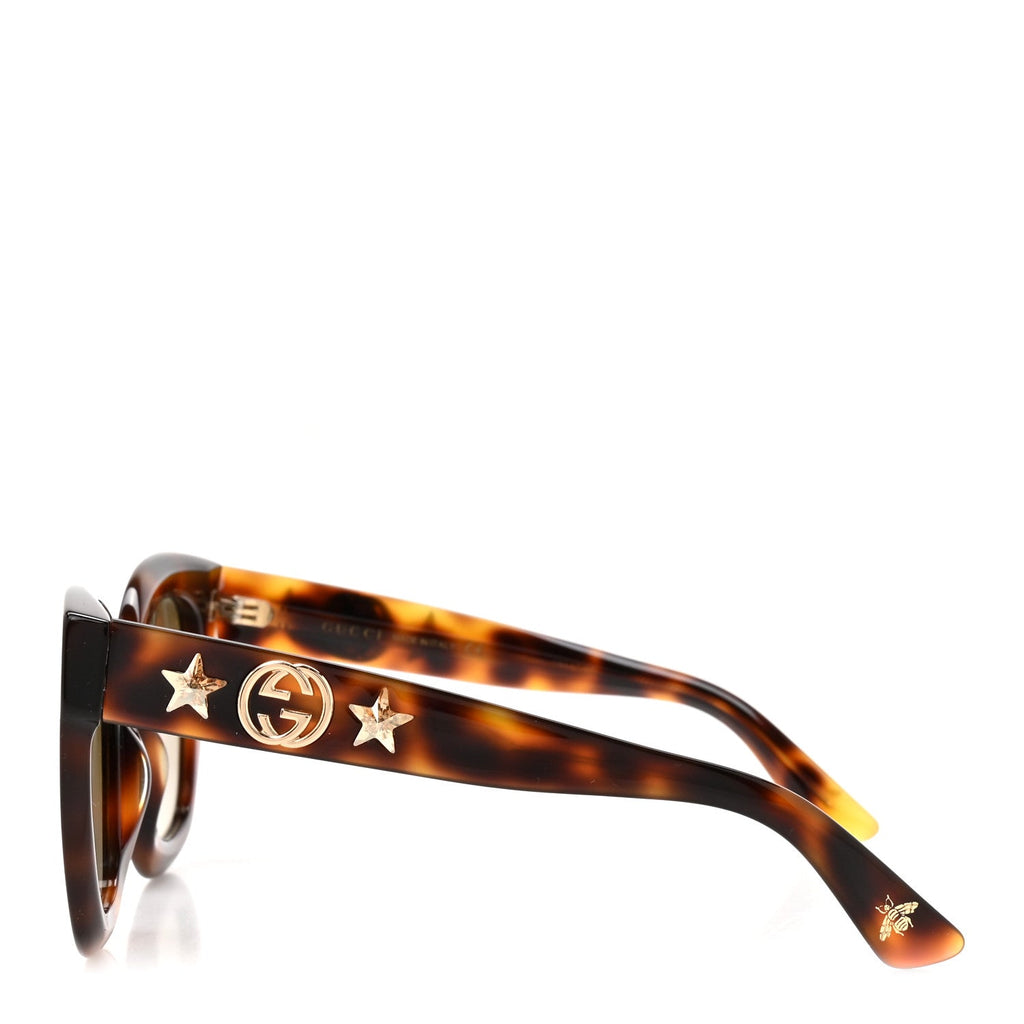 Gucci Round Frame Star Sunglasses GG0208S Tortoise