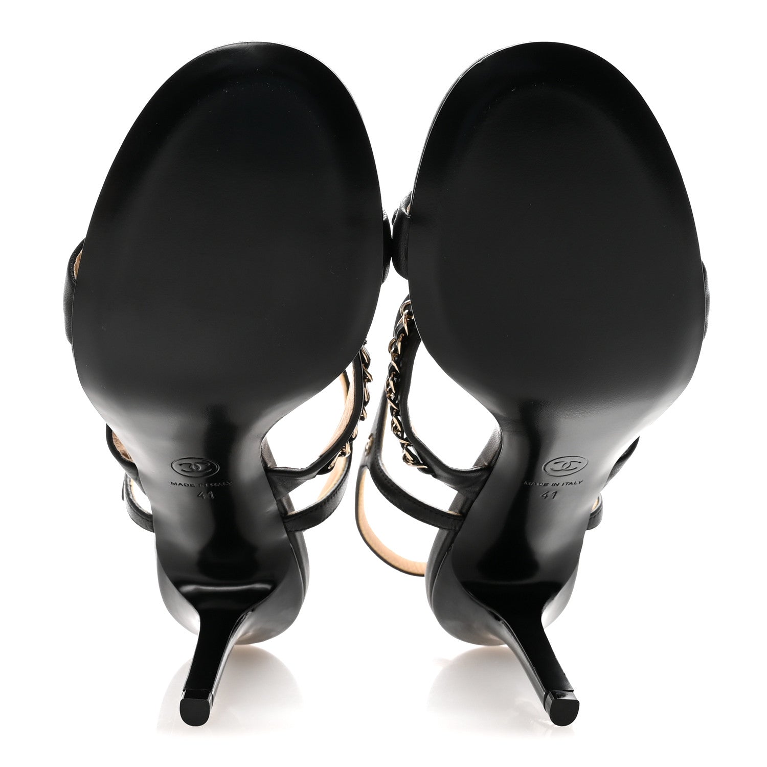 Lambskin Chain Strap Sandals 41 Black