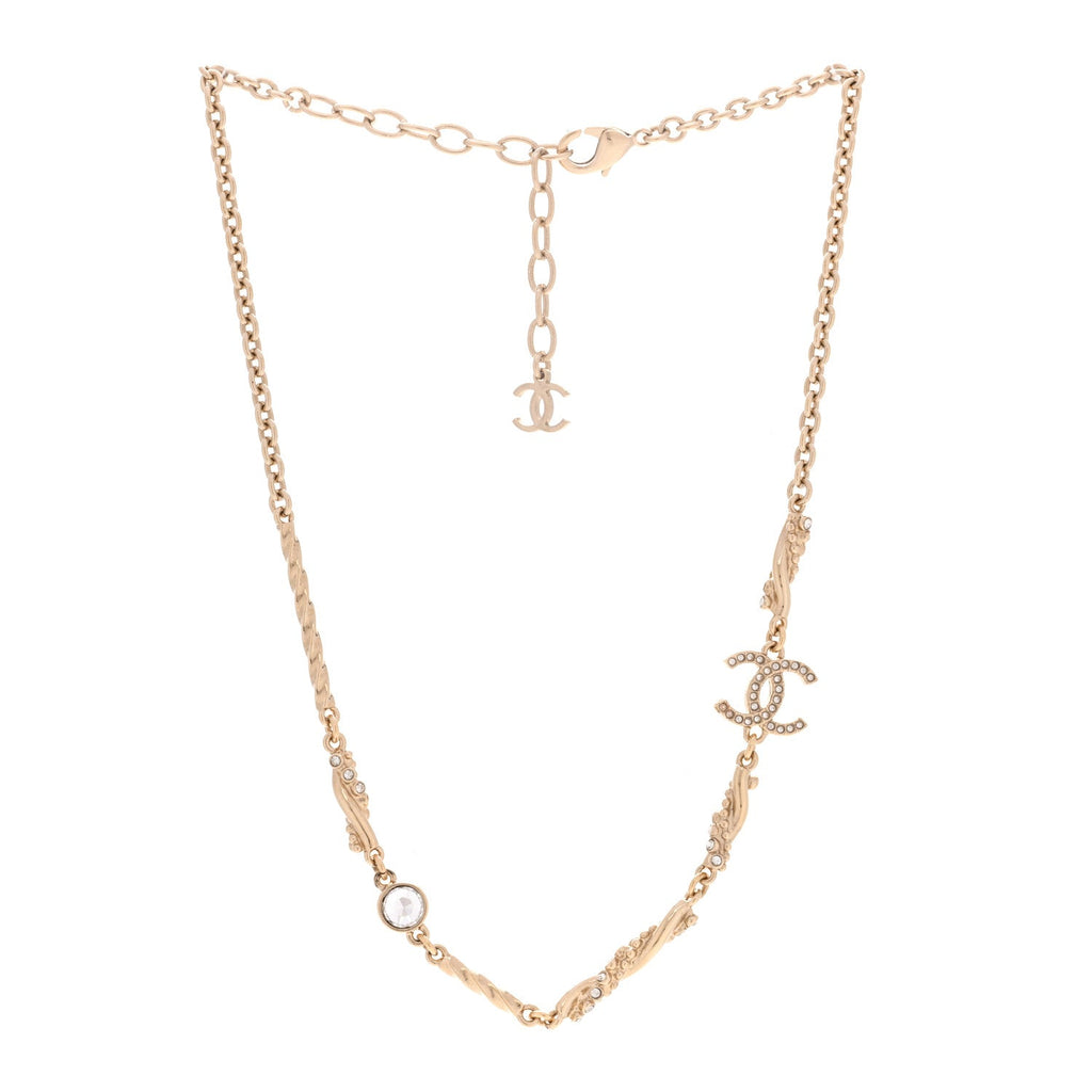 Crystal CC Twist Short Necklace Gold