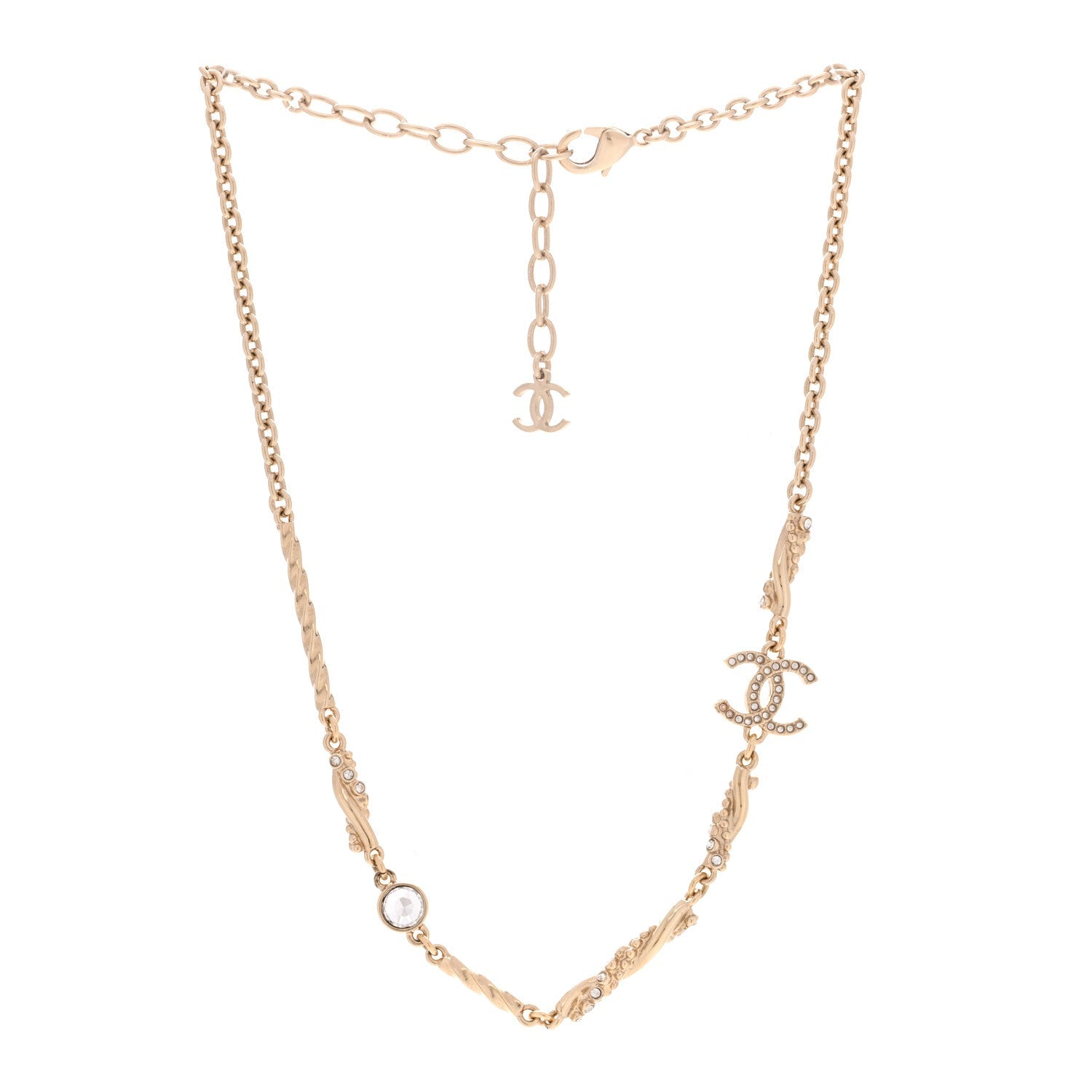Crystal CC Twist Short Necklace Gold