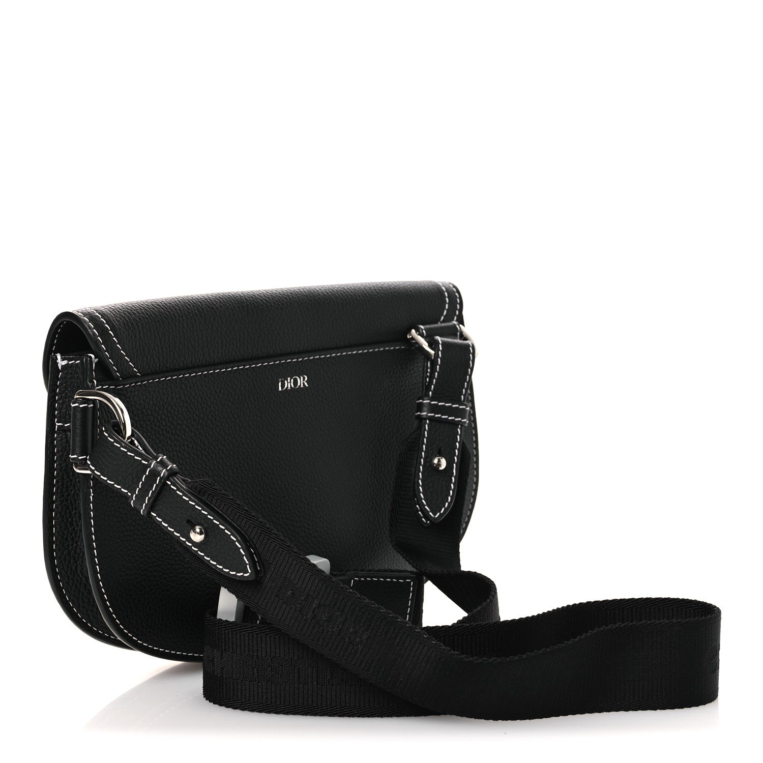 Christian Dior X KAWS Grained Calfskin Saddle Pouch Black