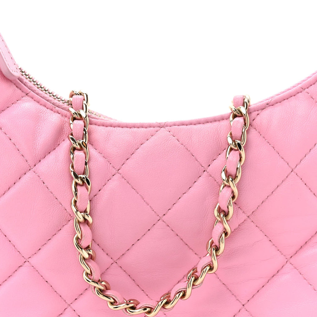 Chanel Lambskin Quilted Small Hobo Bag Pink