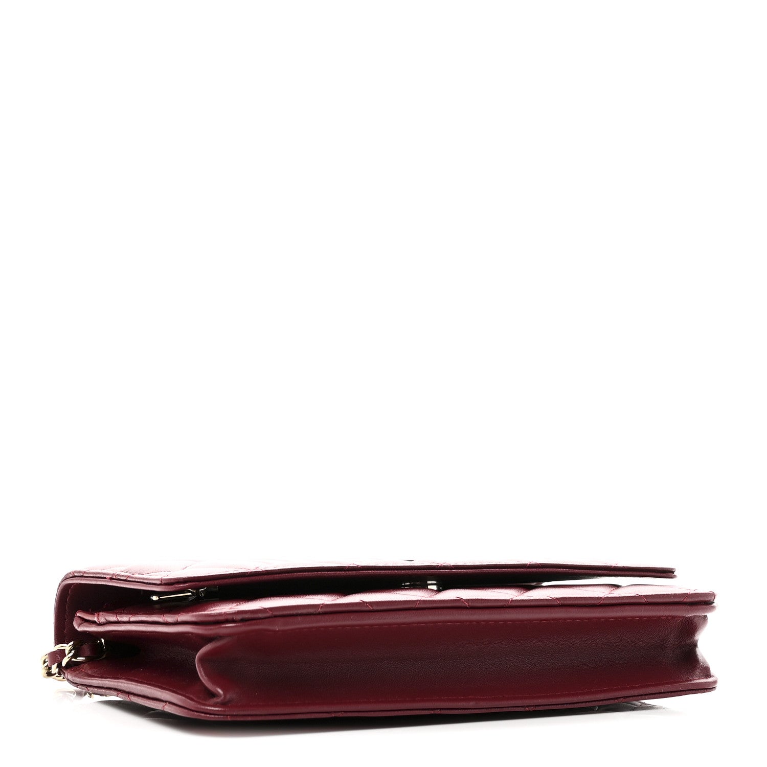 Chanel Lambskin Quilted Wallet On Chain WOC Burgundy