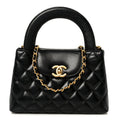 Chanel Shiny Aged Calfskin Quilted Nano Kelly Shopper Black