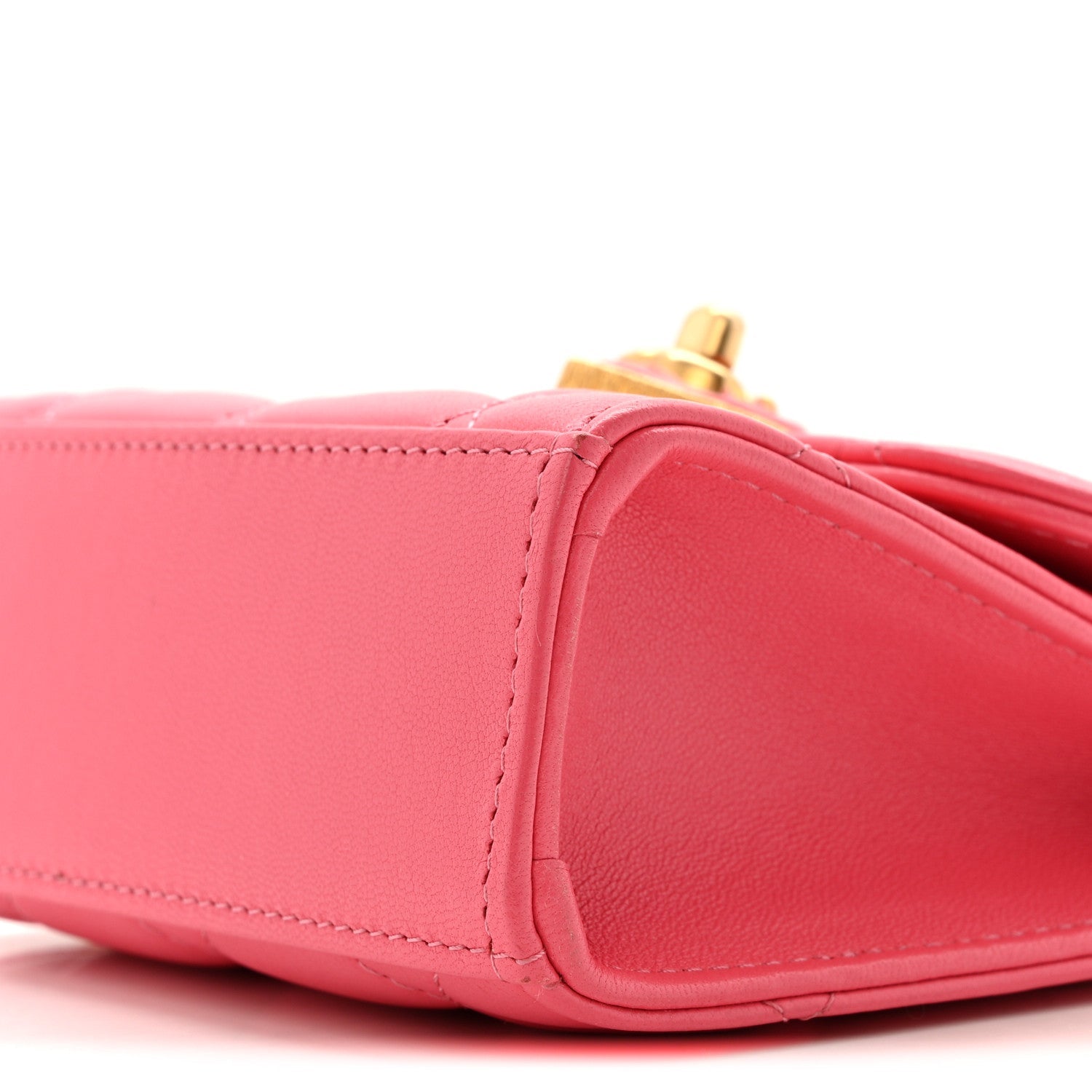 Chanel Lambskin Plexiglass Quilted Coco Love Clutch With Chain Pink