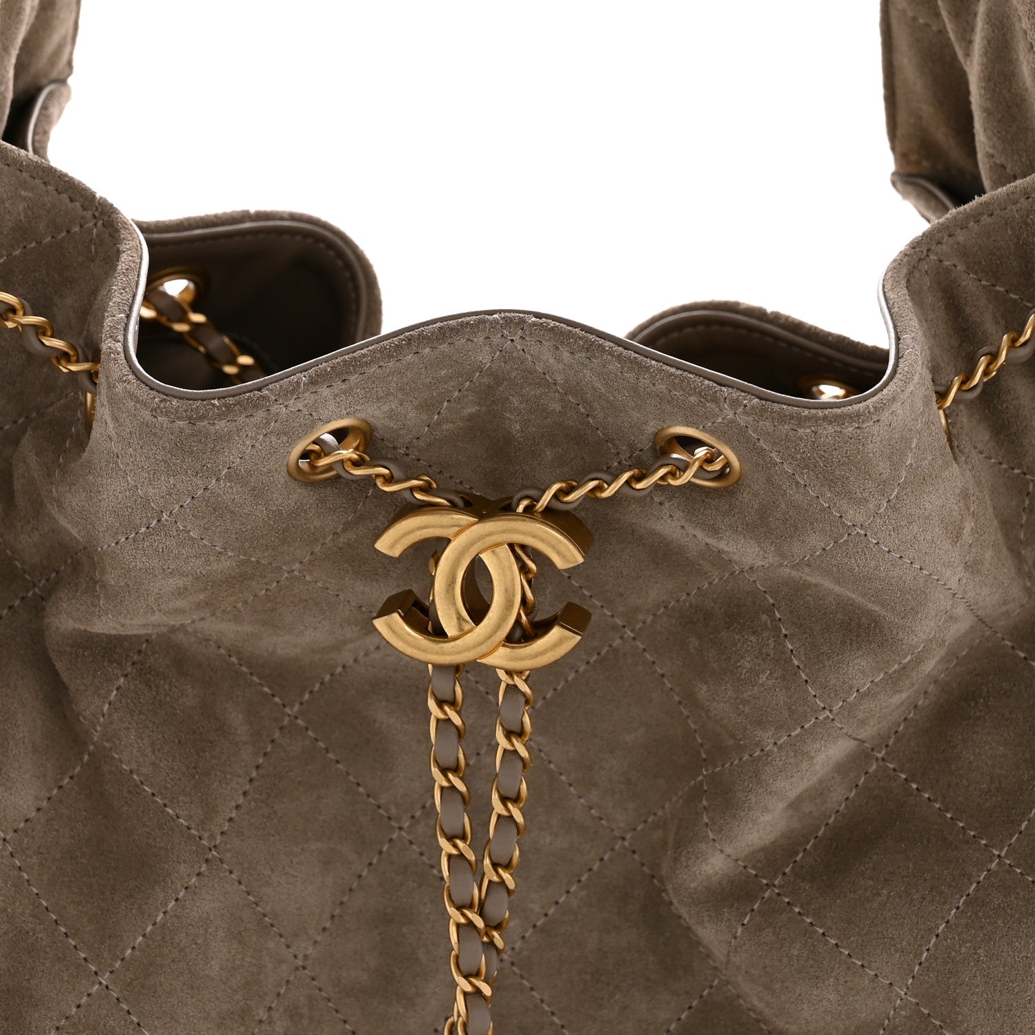 Chanel Suede Quilted Medium Chanel 25 Handbag Grey