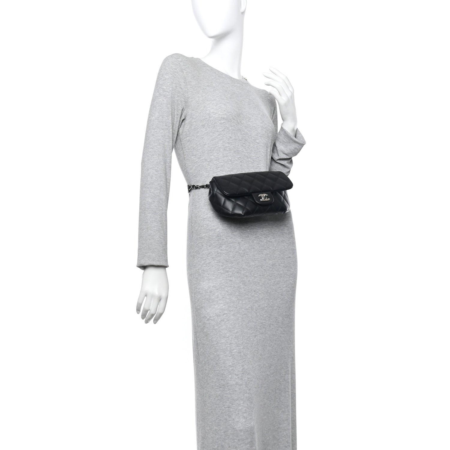 Chanel Calfskin Quilted CC Uniform Flap Belt Bag Black