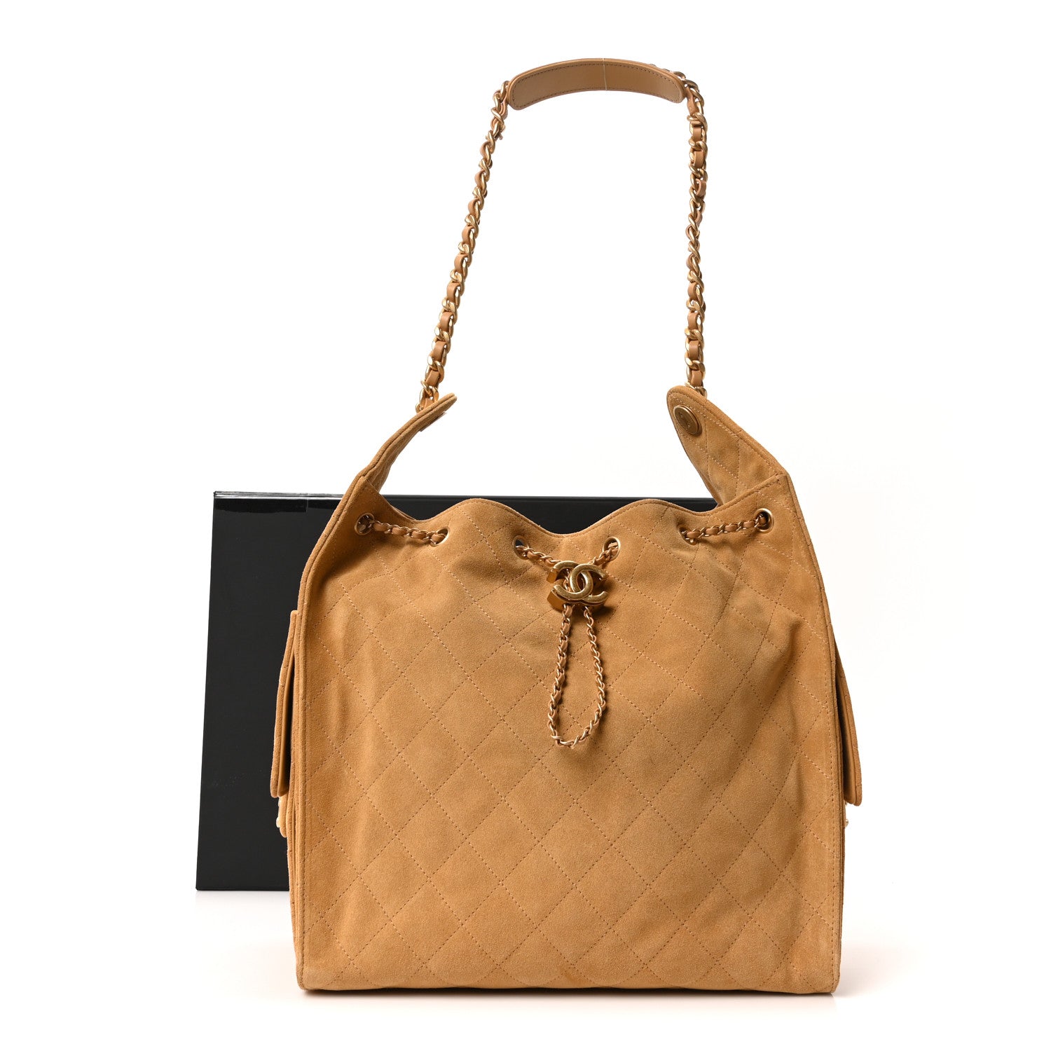 Chanel Suede Quilted Medium Chanel 25 Handbag Beige