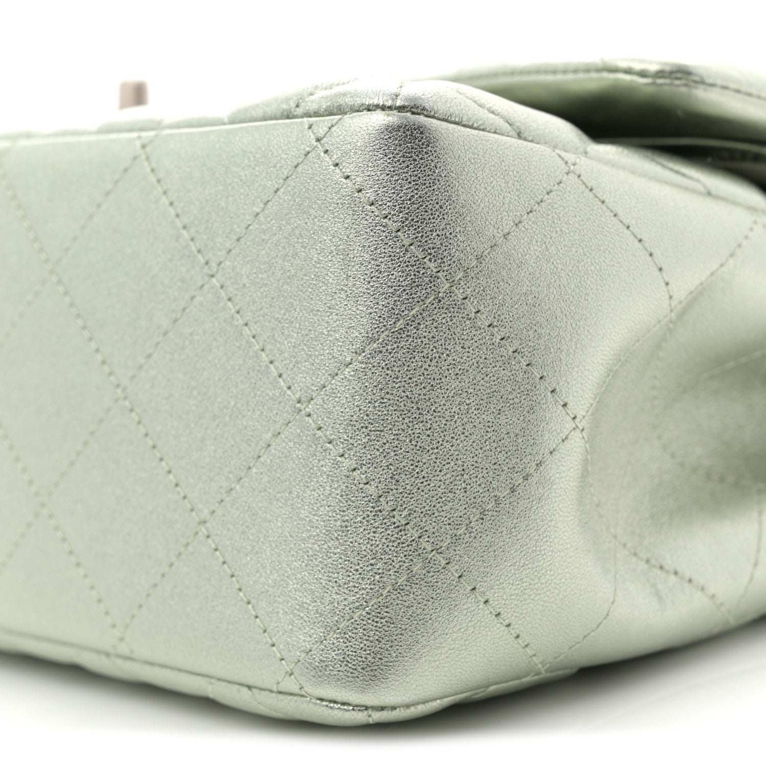 Chanel Metallic Lambskin Quilted Jumbo Double Flap Green