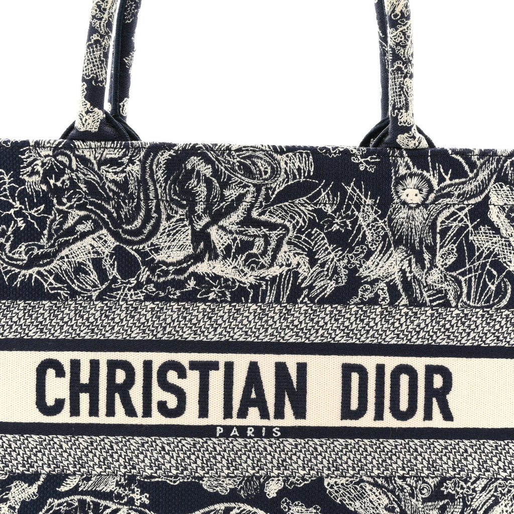 Christian Dior Canvas Embroidered Medium Dioriviera Toile De Jouy Book Tote Blue