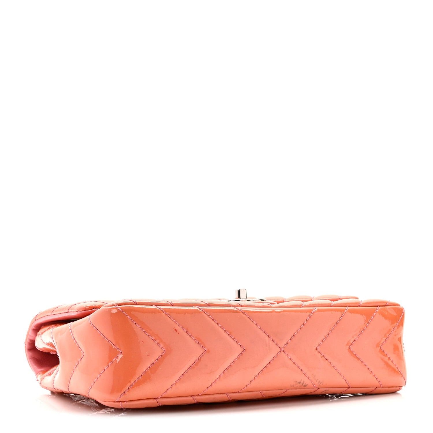 Chanel Patent Chevron Quilted Medium Single Flap Pink