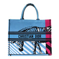 Christian Dior Canvas Embroidered Large Jungle Pop Book Tote Blue Multicolor
