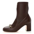 Gucci Nappa Horsebit Ankle Boots 37.5 New Chocolate