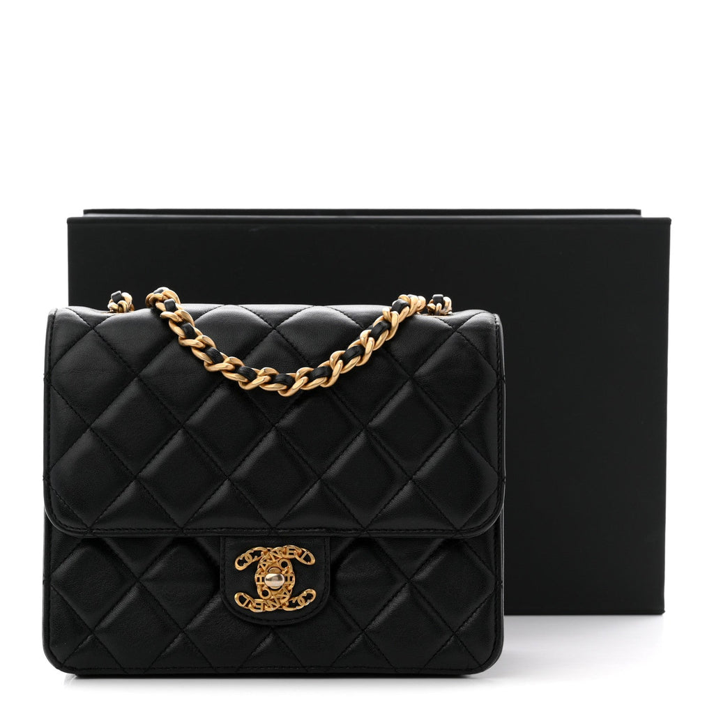 Chanel Lambskin Quilted CC Logo Mini Flap Black
