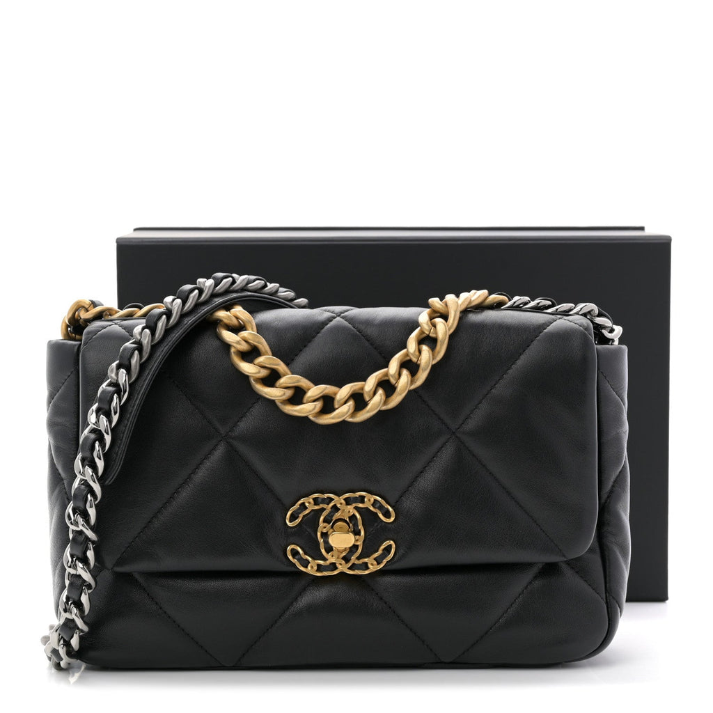 Chanel Lambskin Quilted Medium Chanel 19 Flap Black