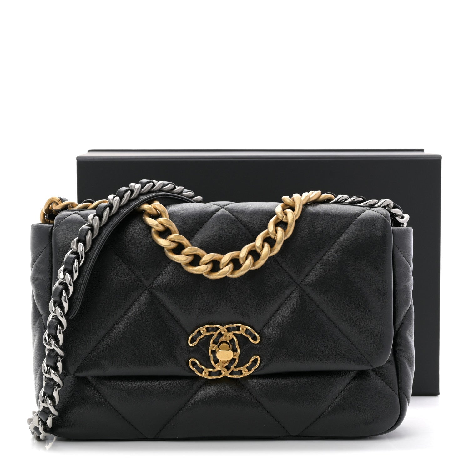Chanel Lambskin Quilted Medium Chanel 19 Flap Black
