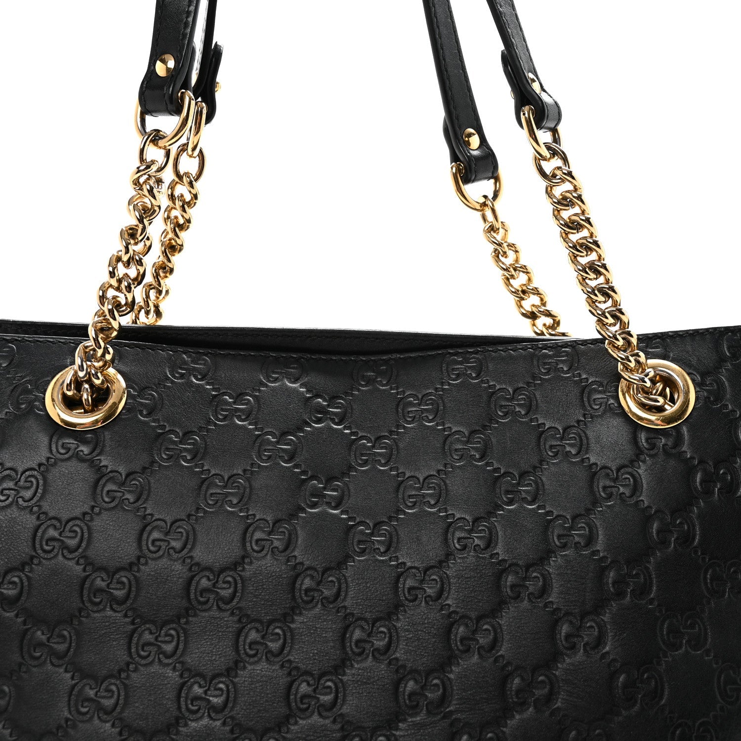 Gucci Guccissima Signature Medium Shoulder Tote Bag Black