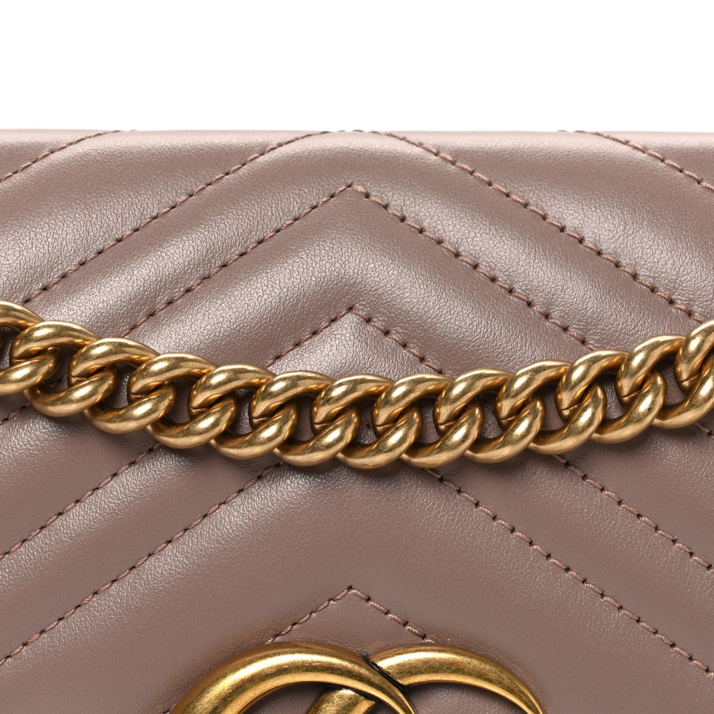 Gucci Calfskin Matelasse Small GG Marmont Shoulder Bag Porcelain Rose