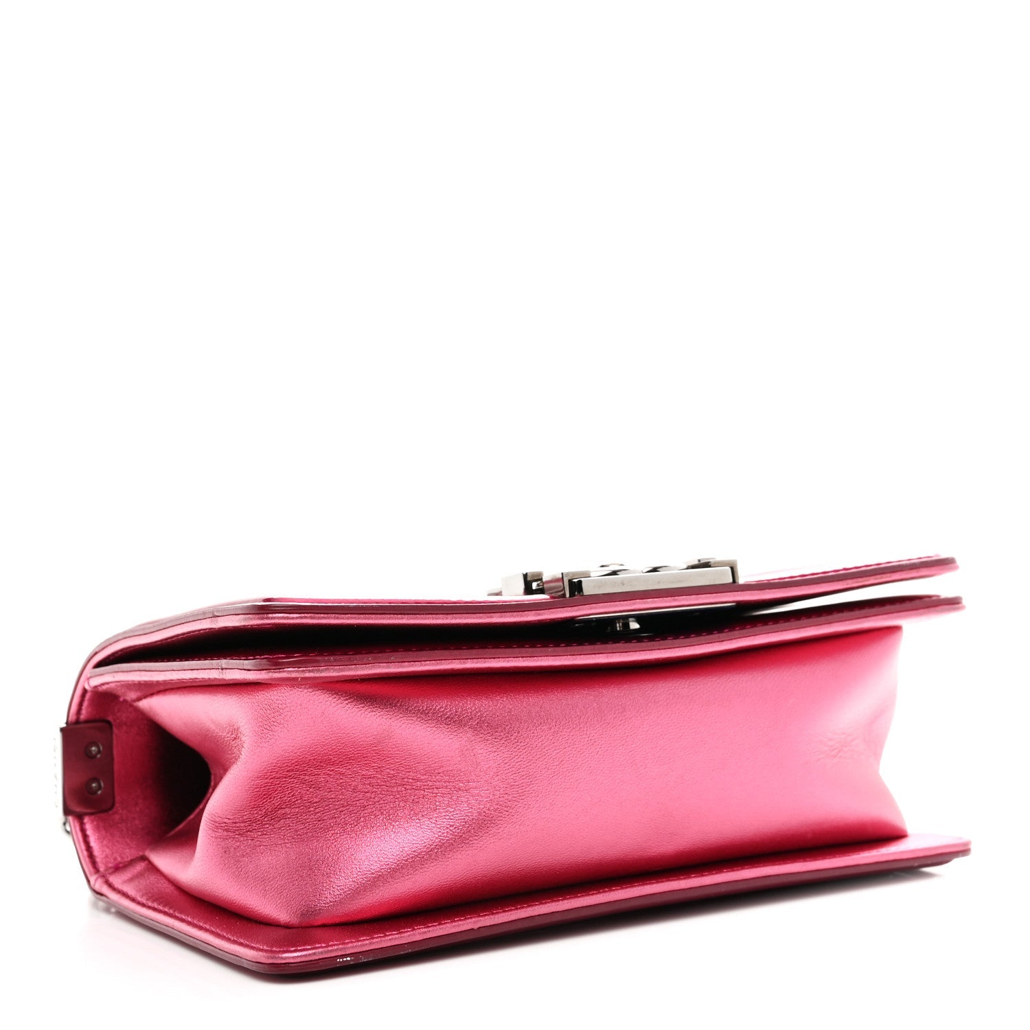 Chanel Metallic Patent Calfskin Quilted Small Boy Flap Pink