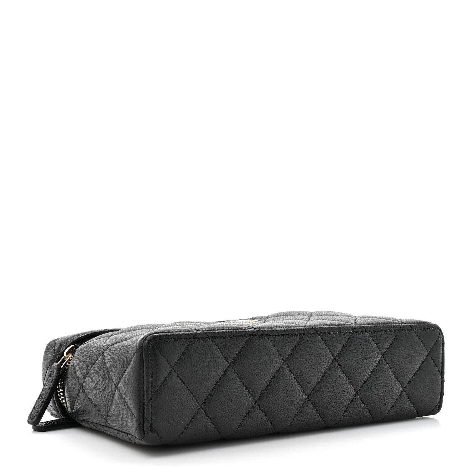 Chanel Caviar Quilted Top Handle Slim Vanity With Chain Black