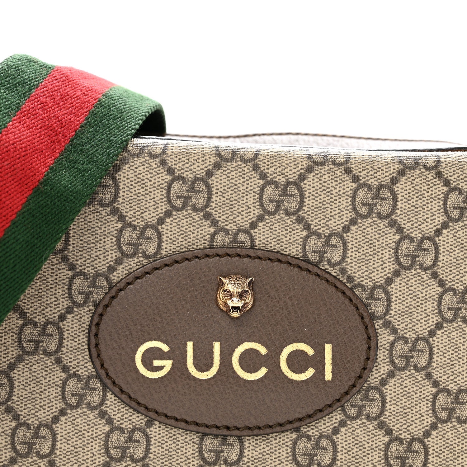 Gucci GG Supreme Monogram Web Neo Vintage Shoulder Bag Beige New Acero Crop