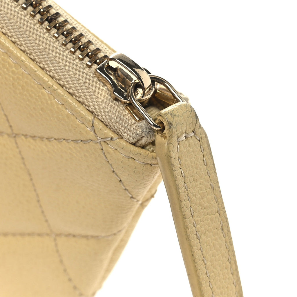 Caviar Quilted Studded CC Small Pouch Yellow