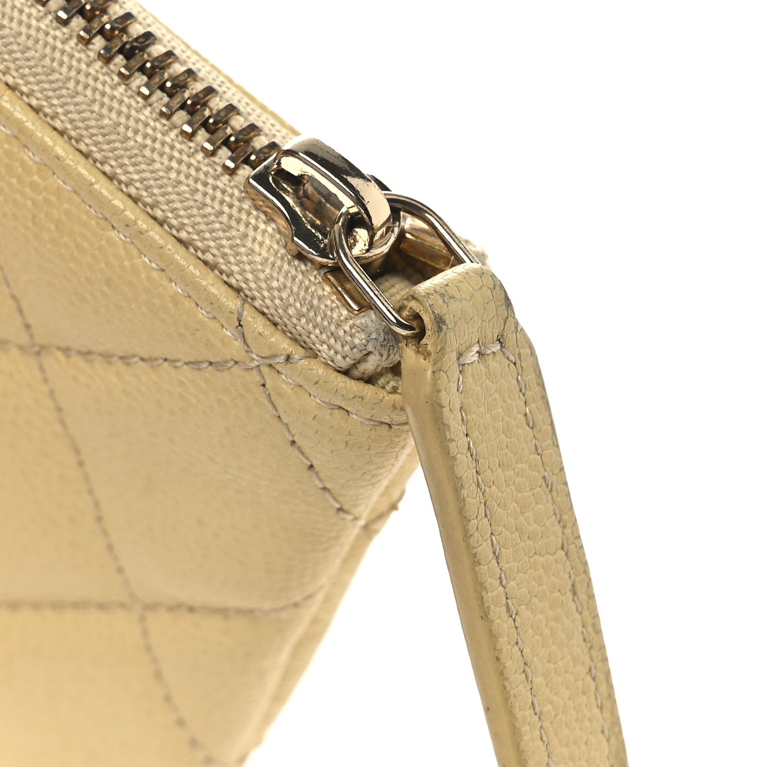 Caviar Quilted Studded CC Small Pouch Yellow