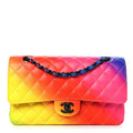Chanel Calfskin Quilted Medium Rainbow Double Flap Multicolor