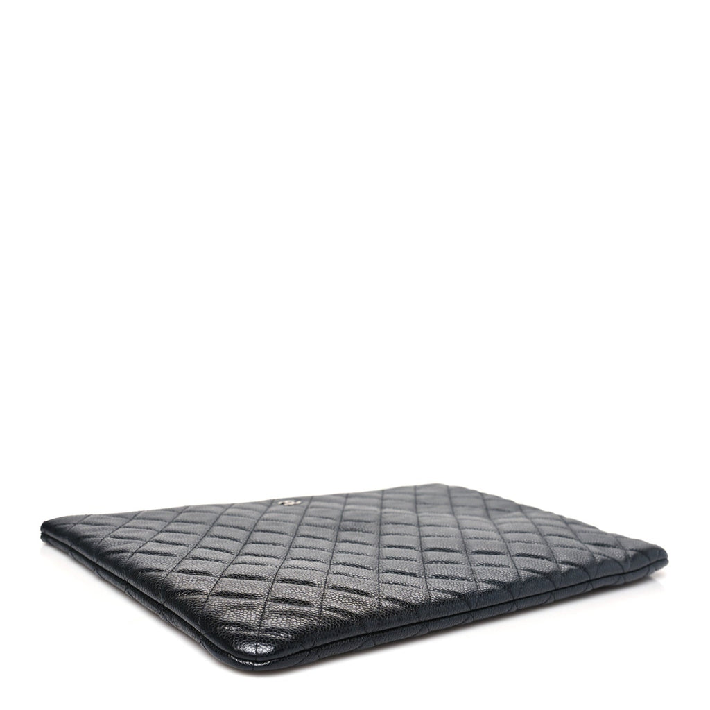 Caviar Quilted Large Cosmetic Case Black