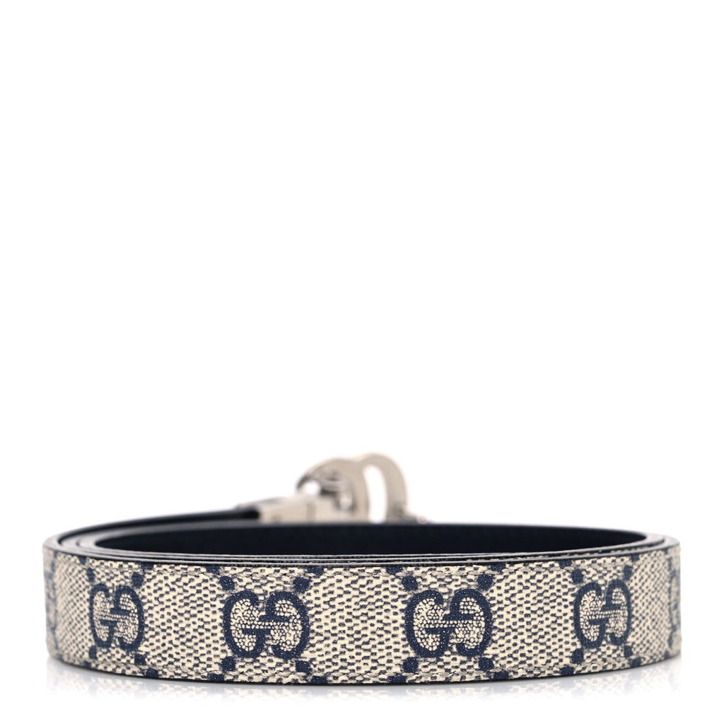 Gucci Calfskin GG Supreme Monogram Double G Reversible 20mm Belt  80 32 Beige Ebony Black