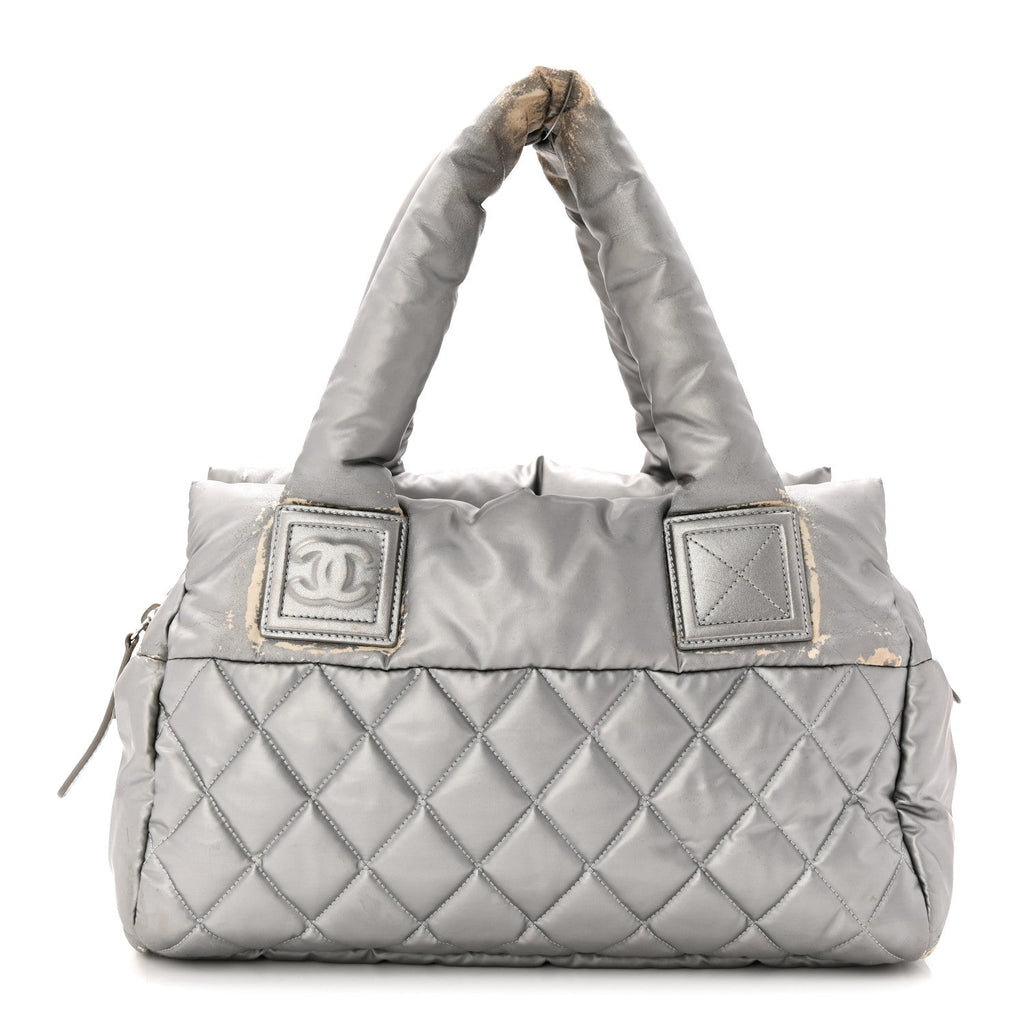 Chanel Nylon Coco Cocoon Zipped Tote Silver