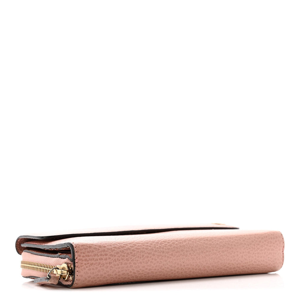 Gucci Dollar Calfskin Interlocking G Continental Wallet Soft Pink