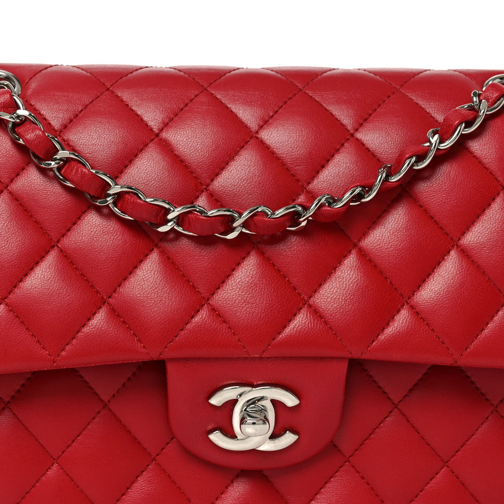 Chanel Lambskin Quilted Medium Double Flap Red