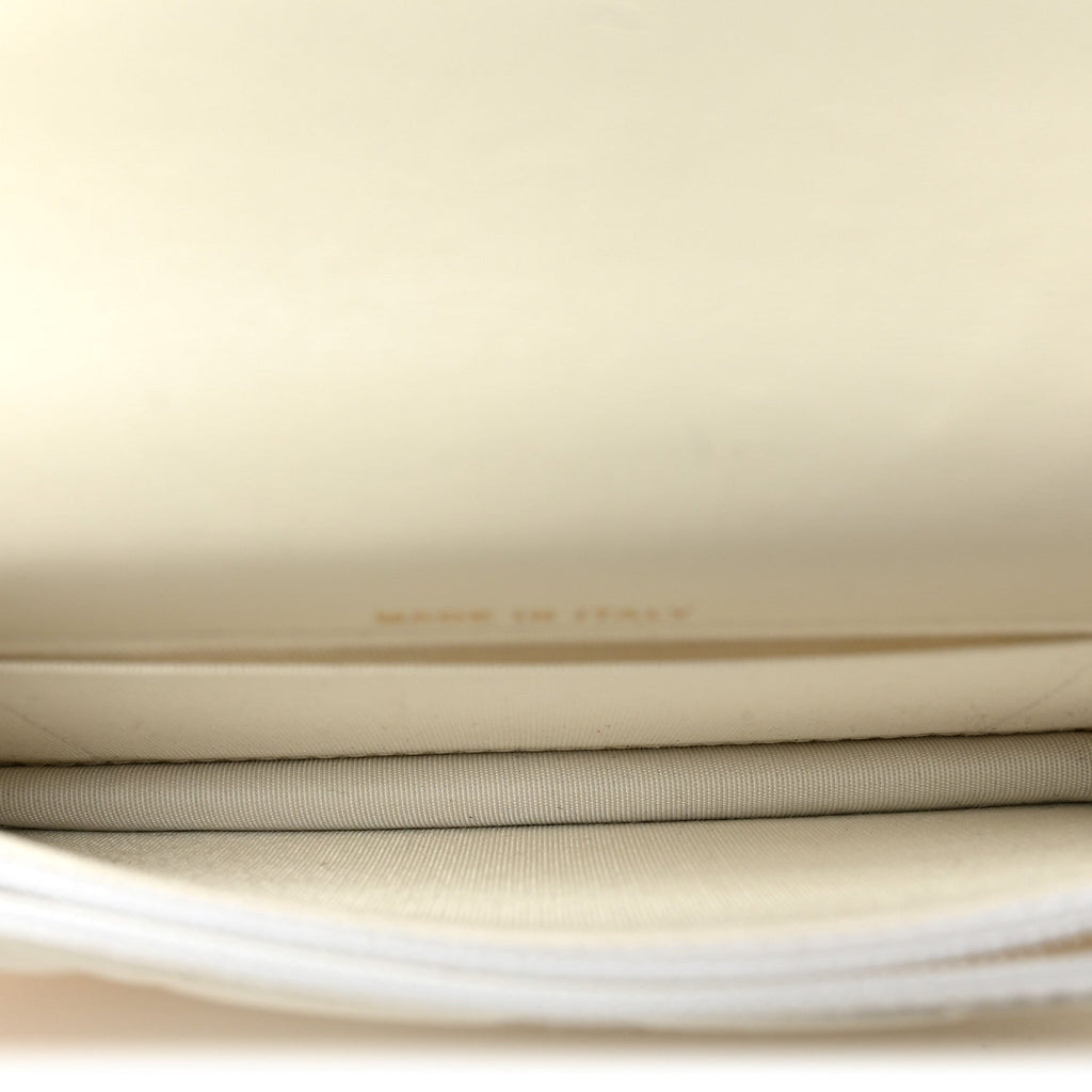 Chanel Calfskin Quilted Mini Maxi Pearls Wallet On Chain WOC White
