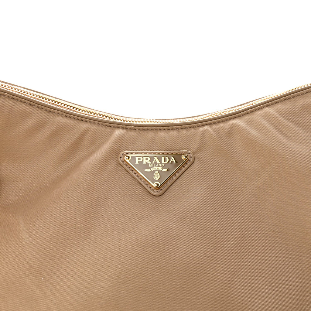 Prada Re-Nylon Vitello Large Aimee Shoulder Bag Cammello