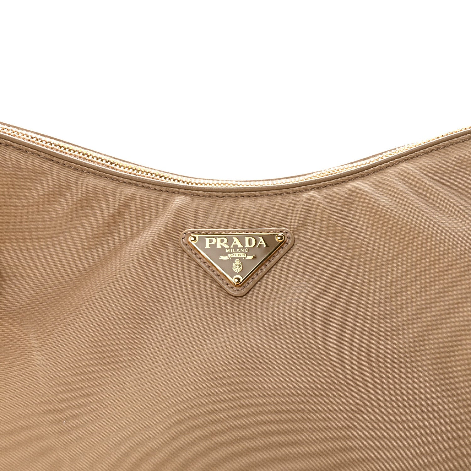 Prada Re-Nylon Vitello Large Aimee Shoulder Bag Cammello