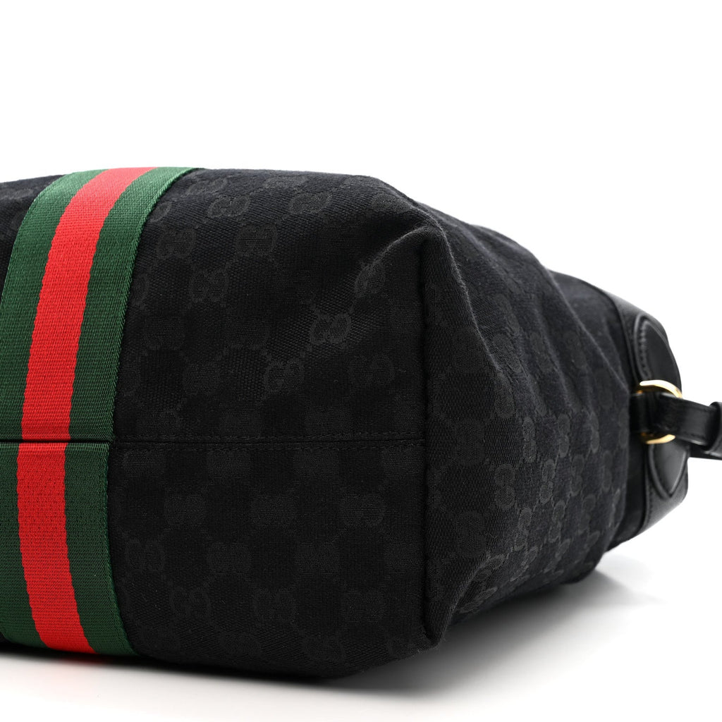 Gucci Denim GG Monogram Web Small Giglio Tote Black