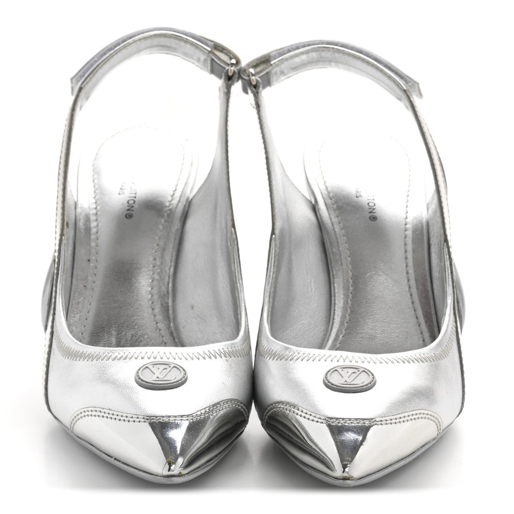 Louis Vuitton Metallic Lambskin Archlight Slingback Pumps 37.5 Argent