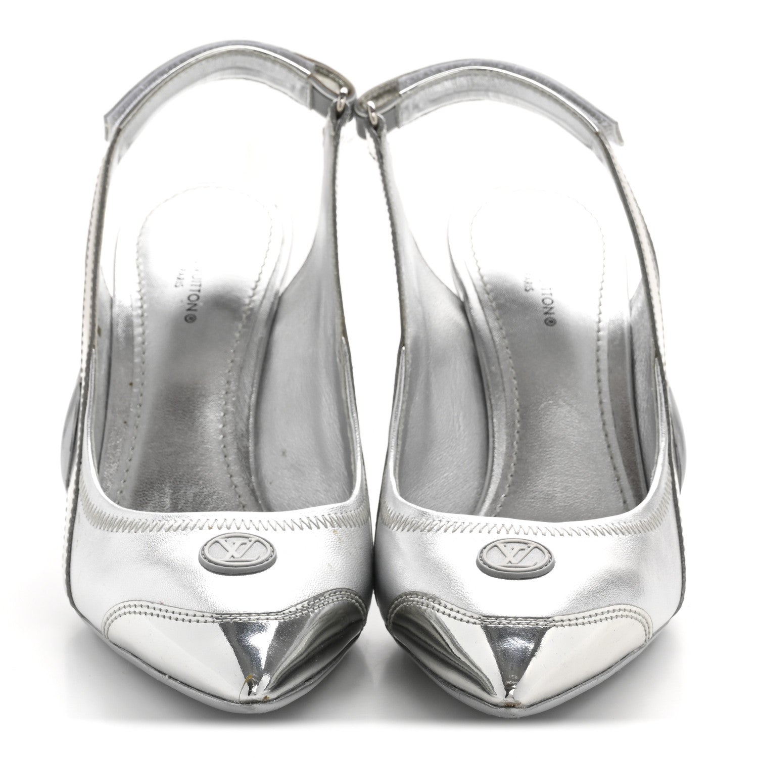 Louis Vuitton Metallic Lambskin Archlight Slingback Pumps 37.5 Argent