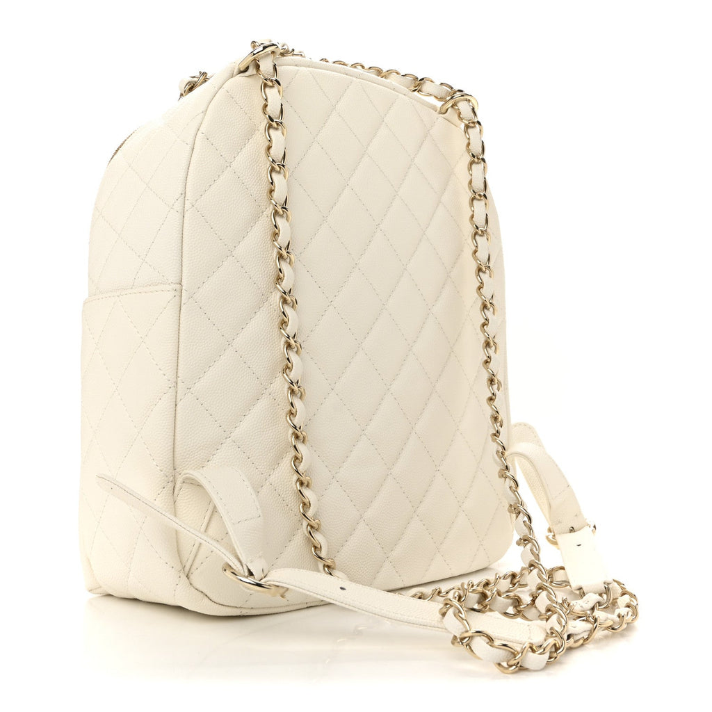 Chanel Caviar Quilted Small CC Day Backpack White