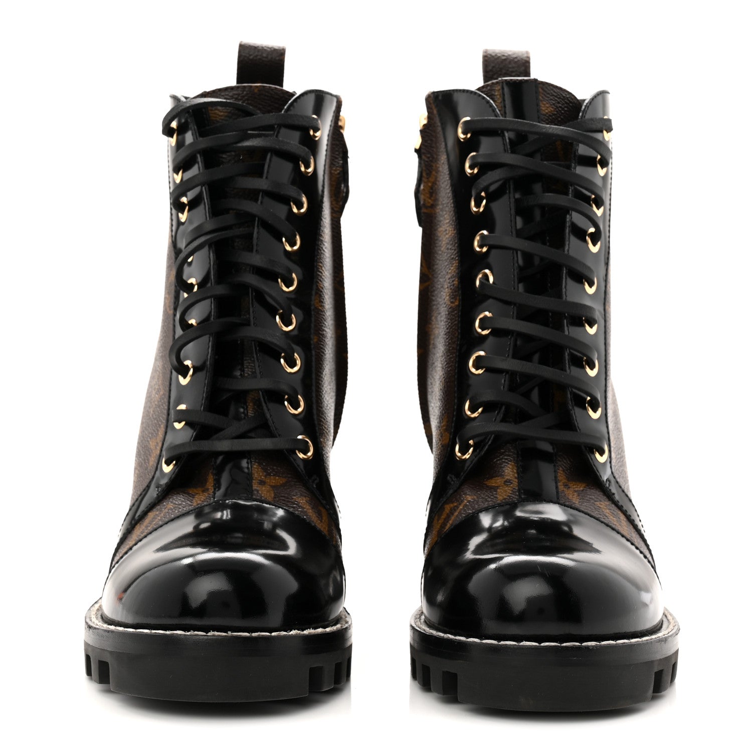 Louis Vuitton Patent Calfskin Monogram Star Trail Ankle Boots 40 Black