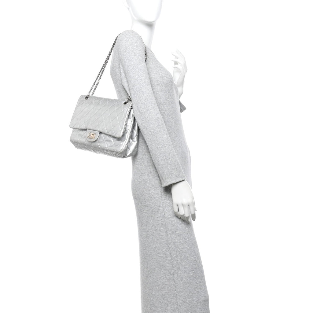 Chanel Metallic Lambskin Quilted 2.55 Reissue 227 Flap Silver