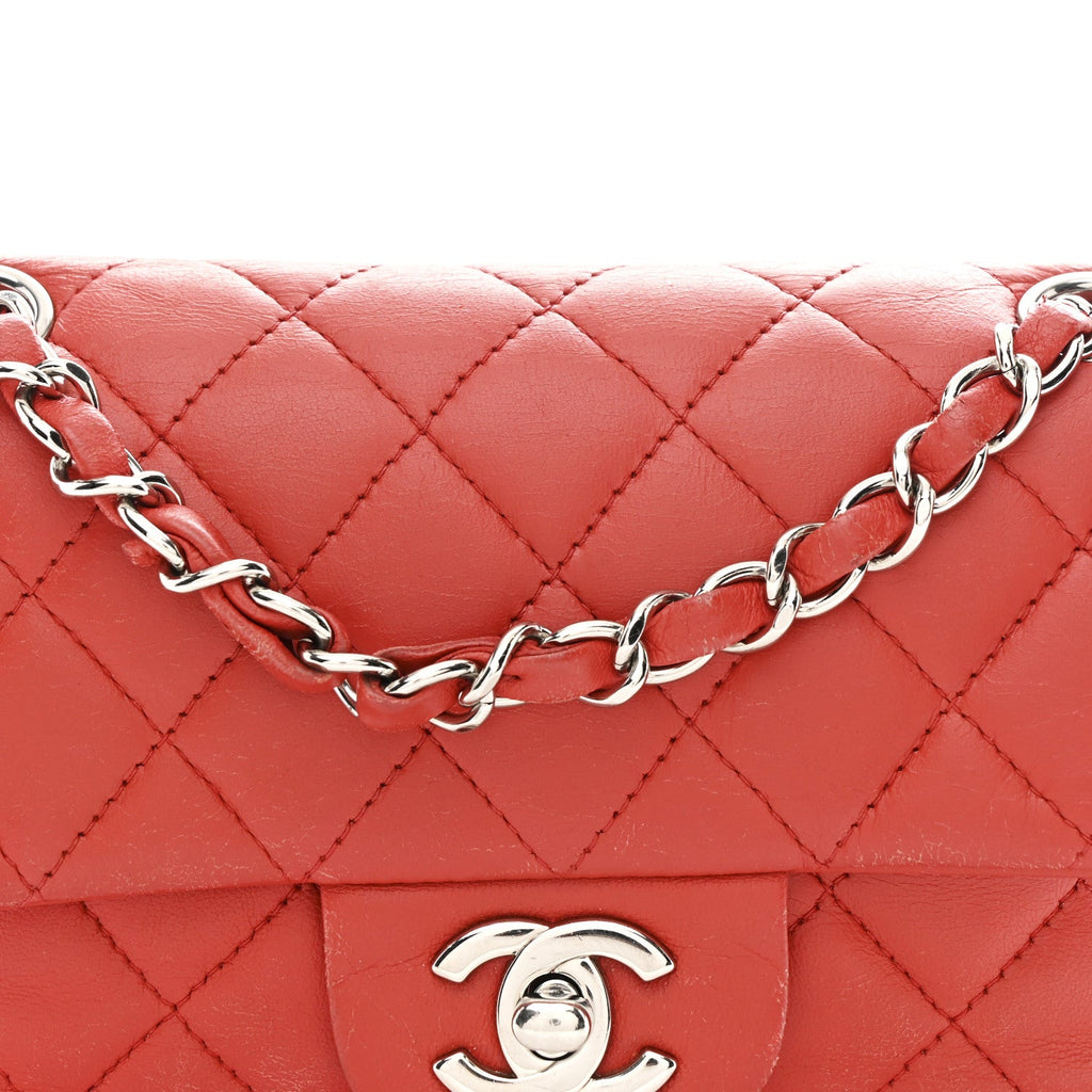 Chanel Lambskin Quilted Mini Rectangular Flap Red