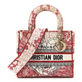 Christian Dior Canvas Embroidered Medium Dioramour D-Royaume Lady D-Lite Red Multicolor
