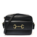 Gucci Textured Calfskin Small Horsebit 1955 Shoulder Bag Black