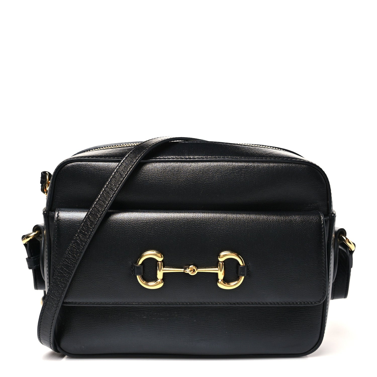 Gucci Textured Calfskin Small Horsebit 1955 Shoulder Bag Black