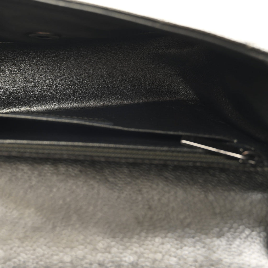 Chanel Metallic Caviar Quilted Mini Rectangular Flap Dark Grey